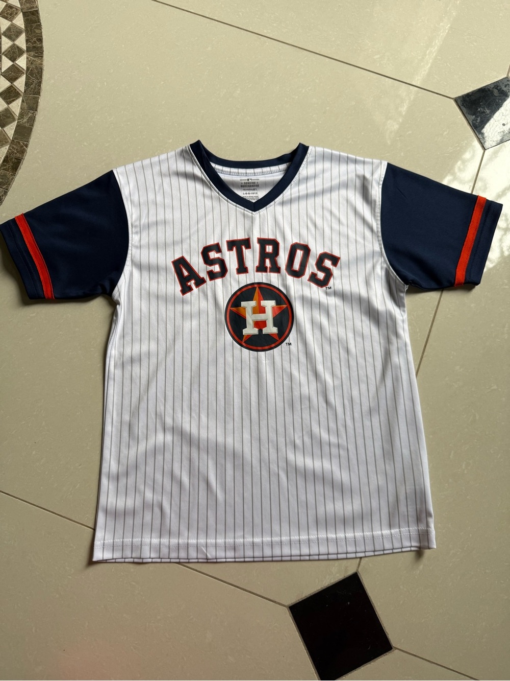 Genuine Merchandise Astros Pinstripe Tee - White, Navy, Orange
